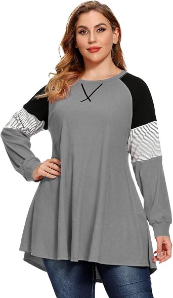 LARACE Plus Size Tops Women Pullover Sweatshirt Long Sleeve Tunic