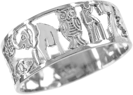 .925 Sterling Silver Good Luck Symbol Open Band Ring - Choose Size