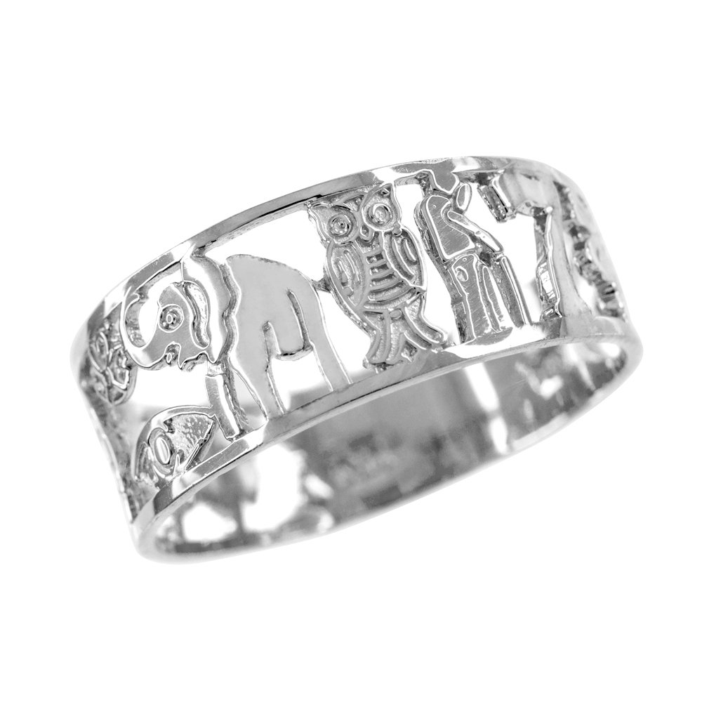 .925 Sterling Silver Good Luck Symbol Open Band Ring - Choose Size