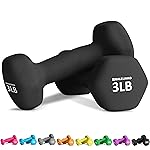 Balelinko Home Gym Equipment Workouts Strength Training Weight Loss Pilates Weights Yoga Sets Free Weights for Women, Men, Seniors and Youth, 3LB Black, Pair