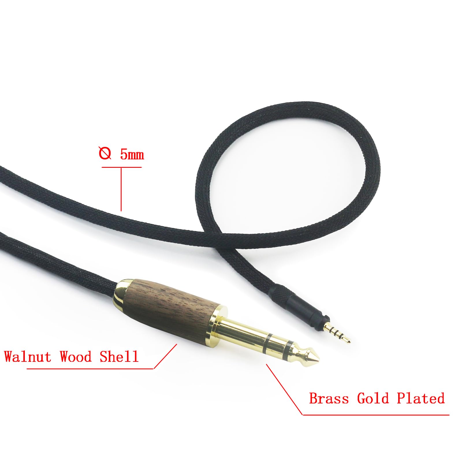 HansnBy 6.35mm Male Audio Cable 6N OCC Copper Silver Plated Cord Compatible with Sennheiser HD598 HD598 SE, HD560s HD598 Cs - Image 2