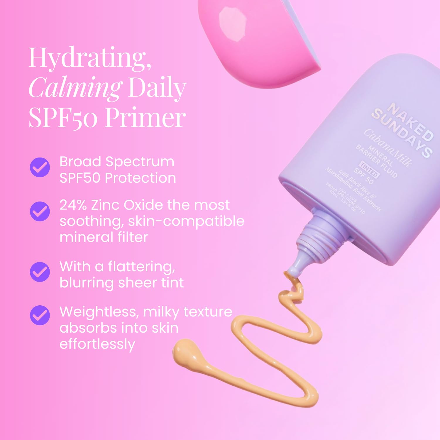 Naked Sundays CabanaMilk SPF 50 Mineral Sunscreen & Barrier Boosting Primer
