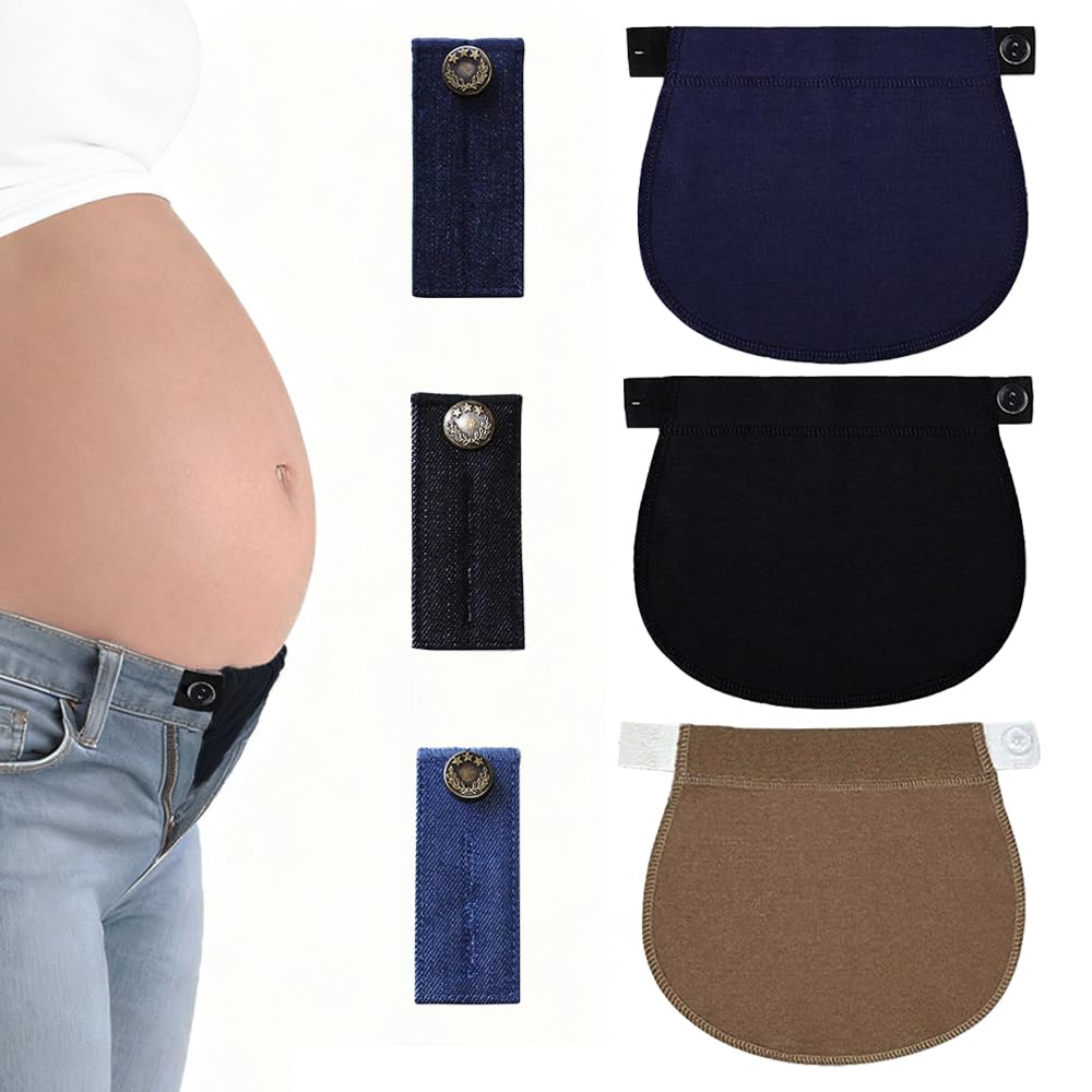 Chlotmio Women's Multicoloured 6 Pcs Pregnancy Trouser Extenders Adjustable Maternity Waist Extender Elastic Button Waistband Stretcher Button Extender For Trousers Pants Pregnant Jeans