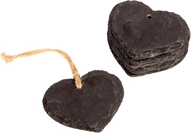 Nicola Spring Small Hanging Decorative Heart Slate Tag - Box of 6