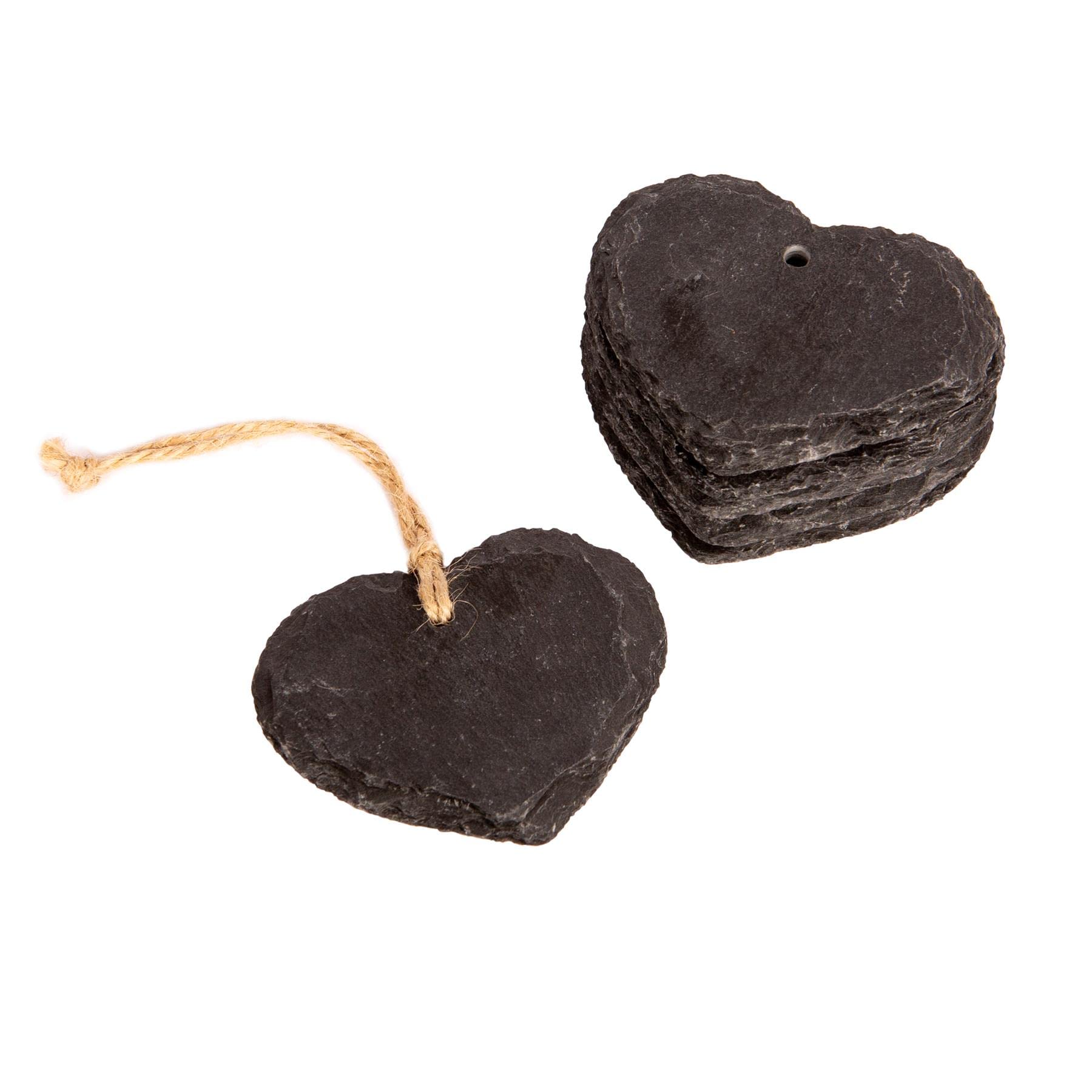 Nicola Spring Small Hanging Decorative Heart Slate Tag - Box of 6
