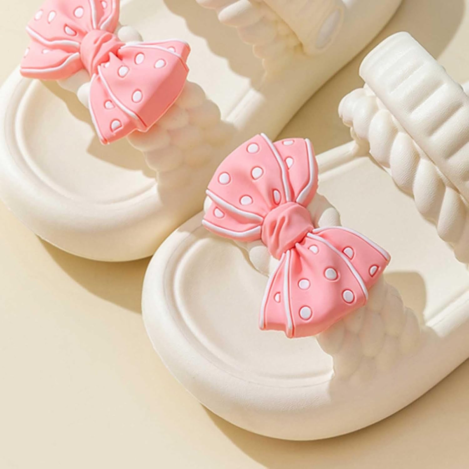 Toddler Slippers Fashionable Bow Platform Slide Sandals, Summer Indoor Home Style, Non-Slip Heightening EVA Shoes