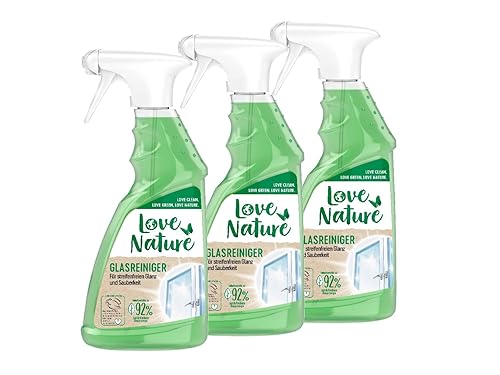 Love Nature Glasreiniger (3 x 500 ml) – Fensterreiniger für