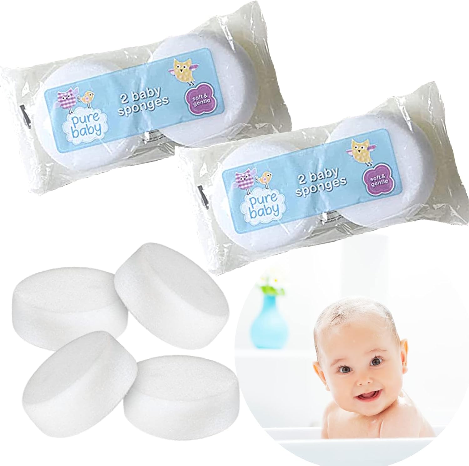 Baby Bath Sponges 4X Soft Baby Sponges for Bath Newborn and Kids