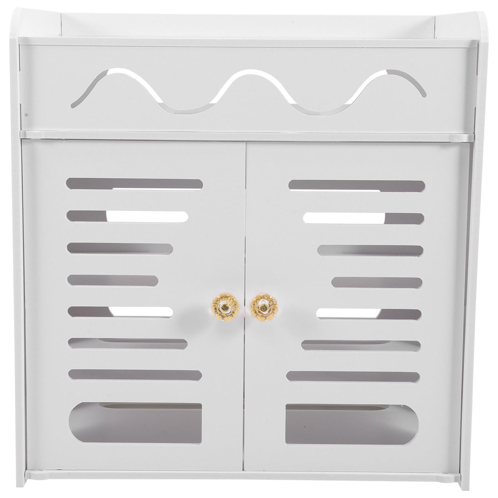 Scatola Porta Cavi Elettrici per Router in Pvc Bianco Doppia Porta e 4 Strati, Organizer Compatto per Casa e Ufficio, Nasconde Cavi e Adatta a Multiprese