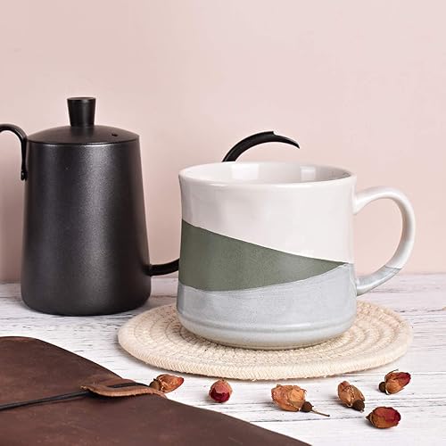 Miniatura 10 de Bosmarlin Taza de café grande de cerámica, taza de té grande para oficina y hogar, 21 onzas, apta para lavavajillas y microondas, 1 unidad