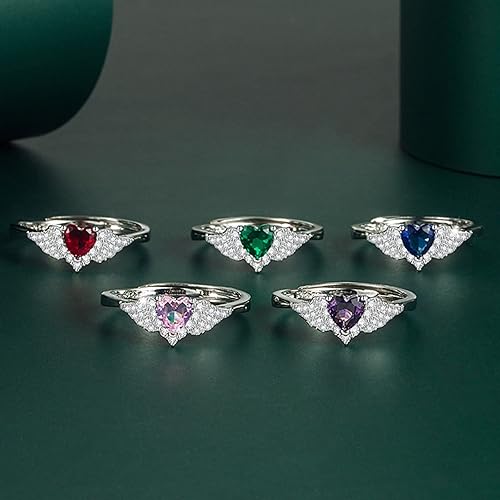 Miniatura 2 de Aotiwe Bonitos anillos para mujer, anillos apilados para mujer, alas y forma de corazón, circonita cúbica de cobre