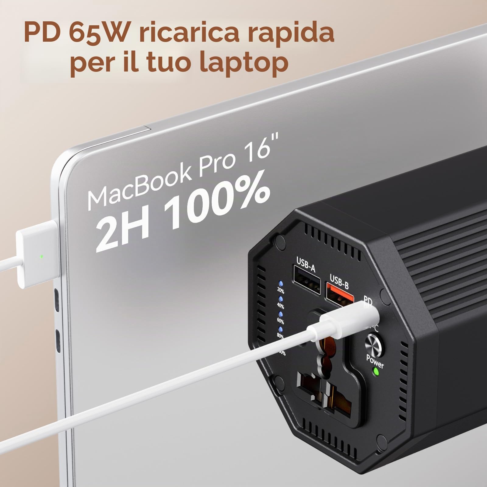 Powerstation - Batteria esterna da 98 wh, con presa AC da 100 W, con connettore USB, universale, caricatore da viaggio per laptop, MacBook Pro, notebook, tablet Gopro, cellulare, esterno P8