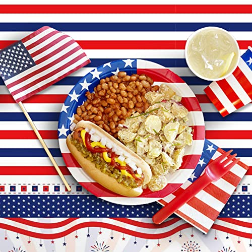 Cakka 4Th Of July Tablecloth Plastic 54X108 Inch, 2 Pack Disposable Patriotic Table Cloth, Rectangle Memorial Day Tablecloth, Red Blue White Cover For Fourth July Independence Day Decor Decorations #TOP4