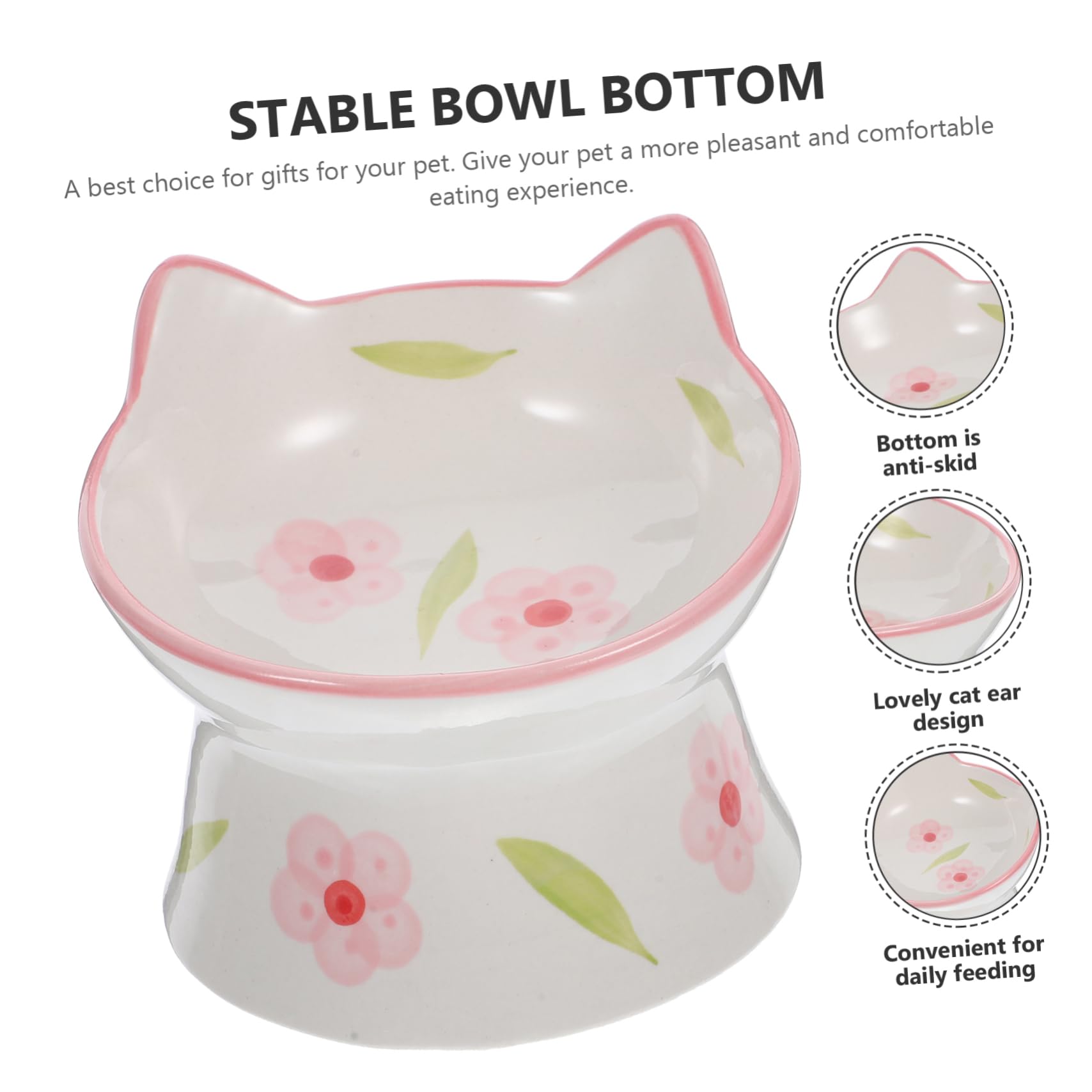 BESPORTBLE 2pezzi Ciotola Rialzata per Gatti in Ceramica Ciotole Elevate per Animali Domestici Mangiatoia per Gatti Protezione per Collo Ciotola per Alimenti Rialzata