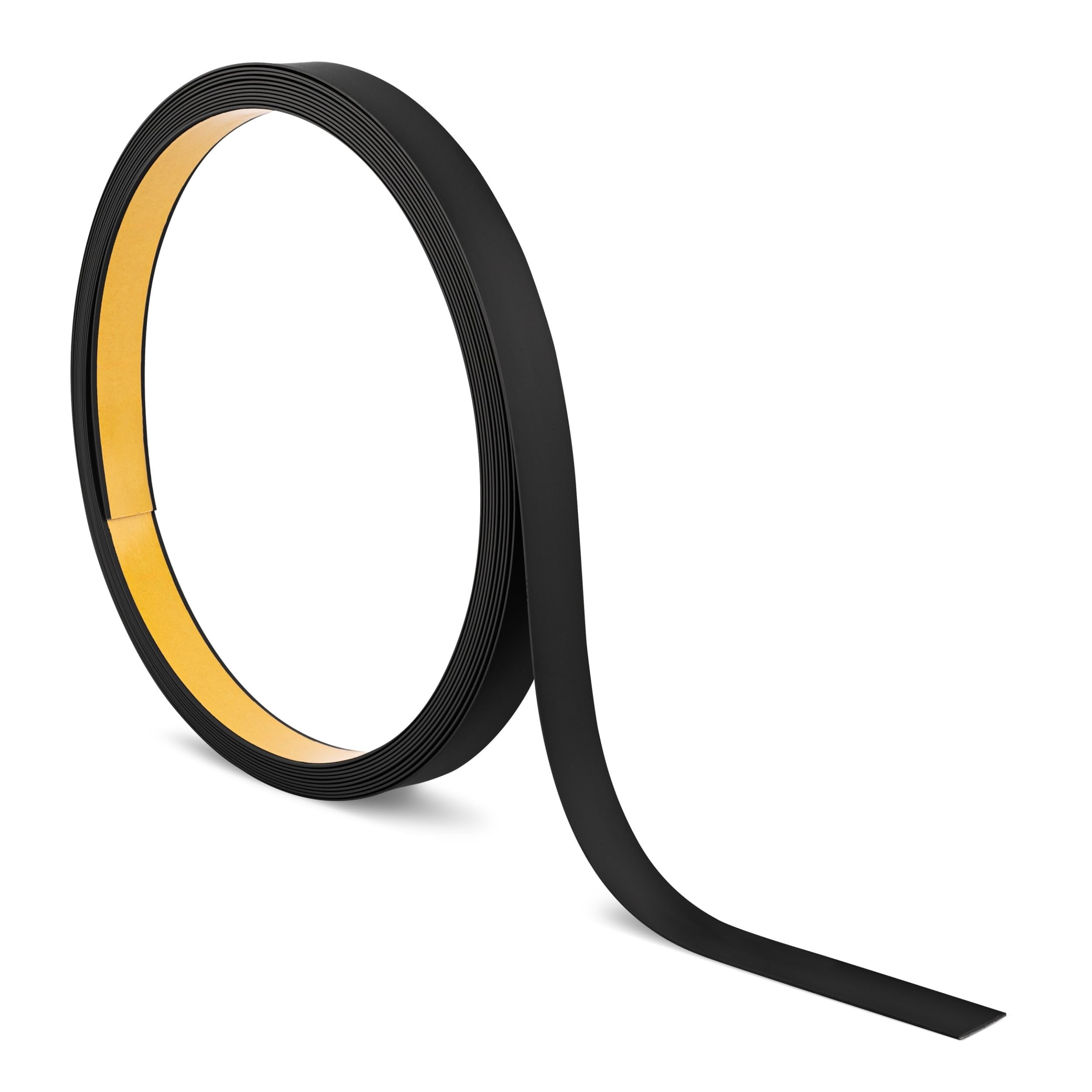 Quest Bande Plate PVC 20 mm Autoadhésive - Noir, 10 m | Baguette de finition autocollante, résistante, facile à couper, idéale pour bricolage, construction & décoration