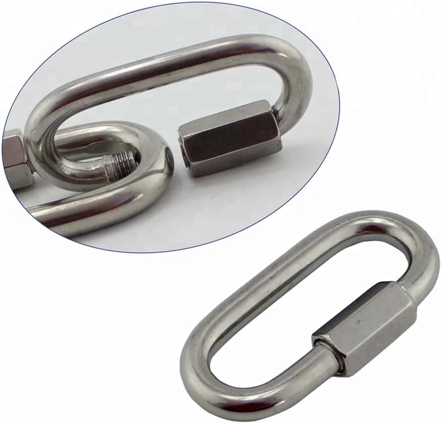 Spring Snap Hook 5 PCS Stainless Steel 304 Spring Loaded Gate Snap Carabiner Quick Link Lock Ring Hook 7mm 8mm for Hammock Camping(8mm)