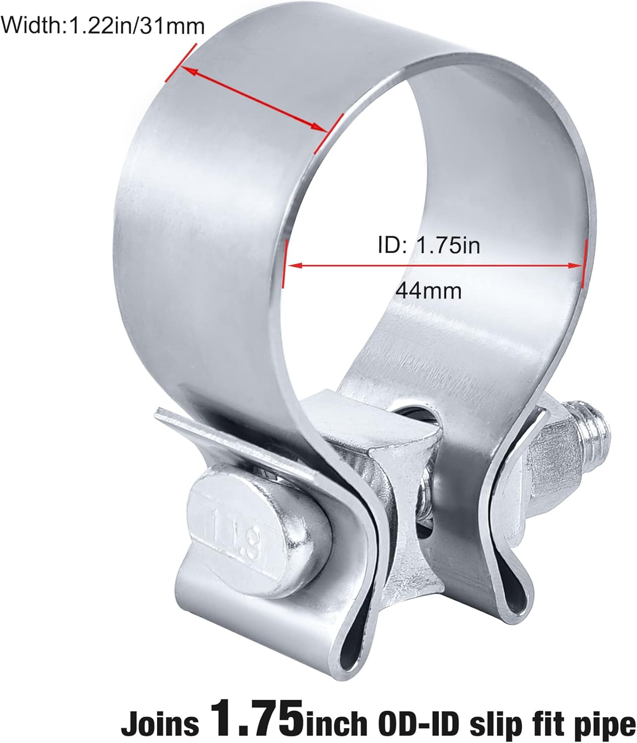 EVIL ENERGY 1.75" Exhaust Narrow Band Muffler Clamp 2PCS, Bundle with 4 Holes Adjustable Exhaust Hanger Universal 2PCS