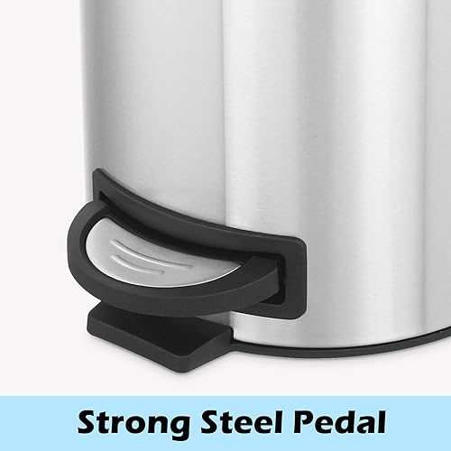 Miniatura 8 de Bote de basura con tapa, 2 unidades, 5 litros1.3 galones, de acero inoxidable con protección contra olores, cubos de basura de cocina con pedal de