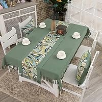 Cozomiz Runner da Tavola Moderno con Nappa in Lino Cotone Banda Ricamo Elegante Motivo Tavolo Band per Partito di Pranzo Decorazione 32x240cm Blu