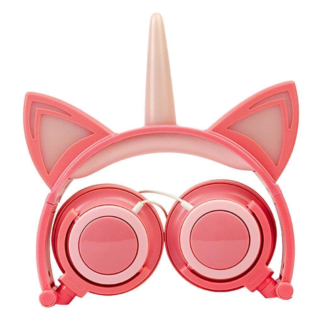 Cat Ear Unicorn Kids Headphones LED Flashing Girls Headband pink pink|Headphones|Consumer Electronics-image-27