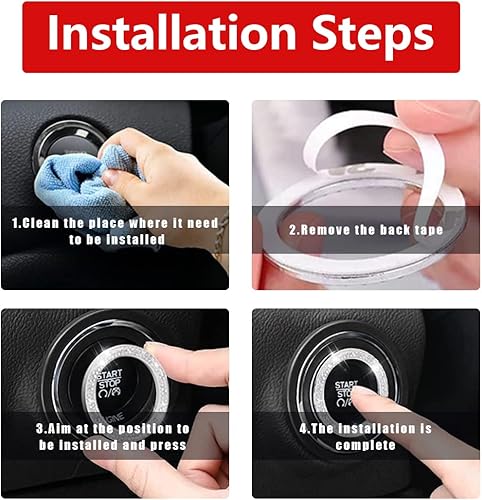 Miniatura 7 de Ziciner Paquete de 2 Posavasos Brillantes para Portavasos de Automóvil con Cubierta para Botón de Arranque y Parada, Almohadilla de Inserción de