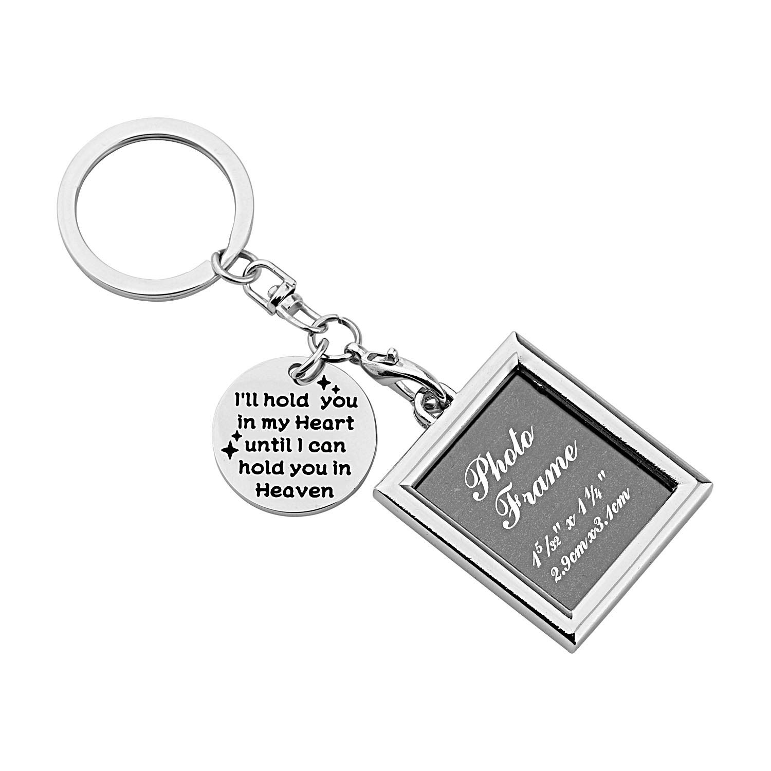 Gzrlyf Memorial Photo Frame Keychain I Will Hold You in My Heart until I can Hold You in Heaven Keychain