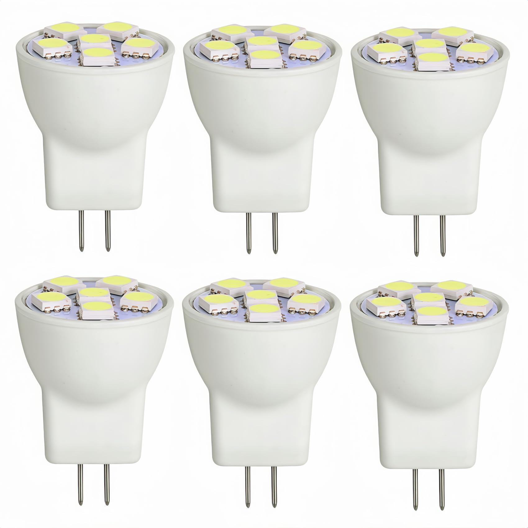 Niederspannung Mr8 Led-Glühbirne 1,5 W 12V Gu 4, 0 Bi-Pin, Außen Landschaft Garten Licht Ersatz Für Rv-Boots Camper Anhänger 6 Stück (Ac/Dc12V/Weiß (6500K)
