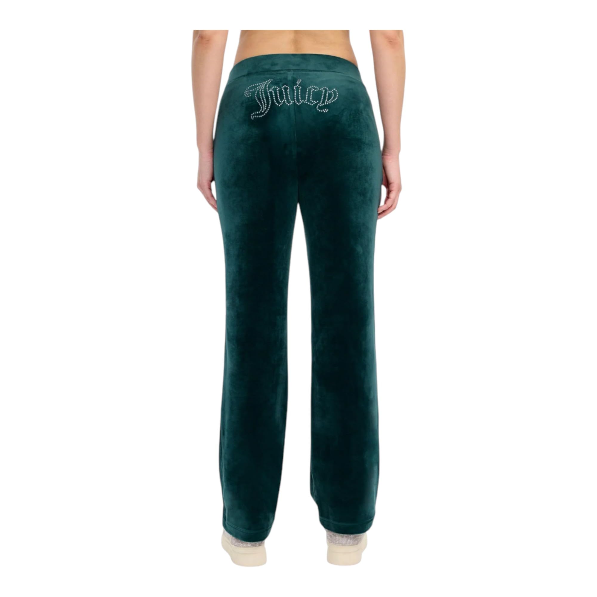 Juicy Couture Women's Hallow Bling Velour Track Pant, Turquoise, S