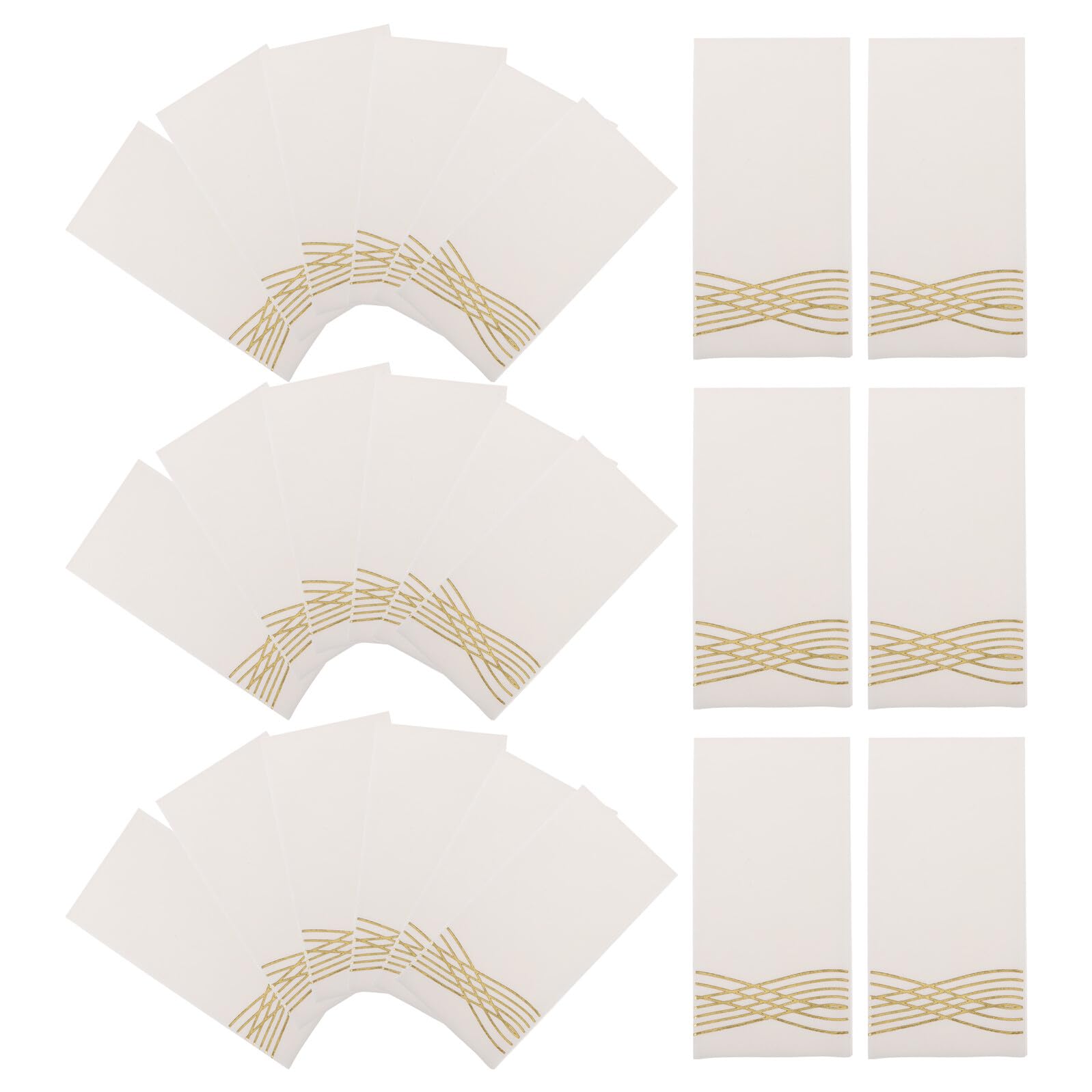 Servilletas desechables para fiestas con estampado dorado de ondas y papel absorbente rectangular 8