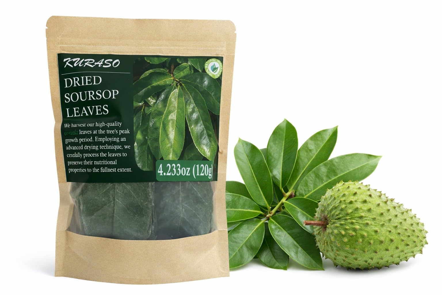 Premium Soursop Graviola Guanabana Dried Leaves for Tea, 120 gr 350-400 Soursop Leaves.