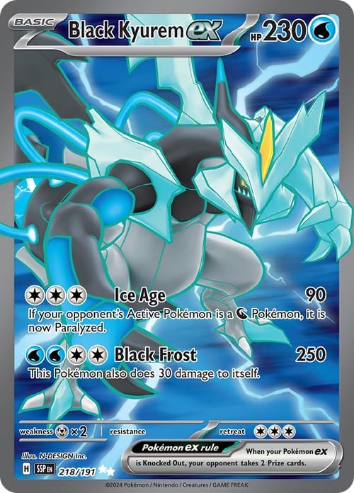 Pokemon - Black Kyurem ex 218/191 - Surging Sparks – Full Art Ultra Rare – Foil Card