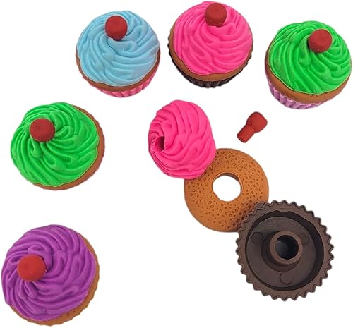Miniatura 5 de Juegos de papelería para niños (12 bonitos borradores coloridos para cupcakes) de goma de 1.25 pulgadas.