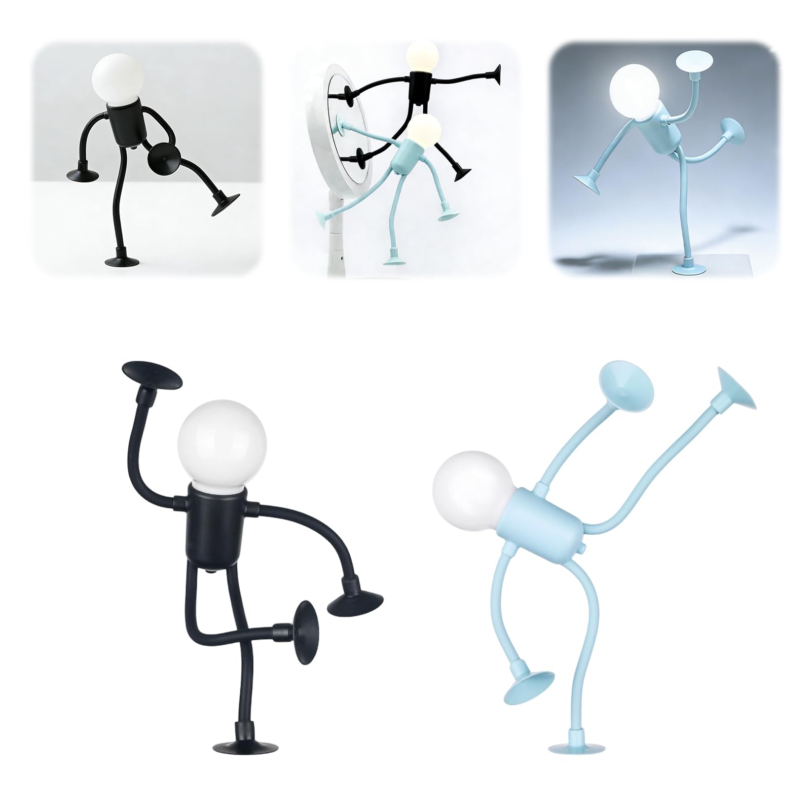nnOuOnn Changeable Shape Funny Sportsman Night Light, 2026 DIY Mini Light Bulb Man, Bendable Suction Cup Desk Lamp, Unique Decor for Adult' Bedrooms, Living Rooms