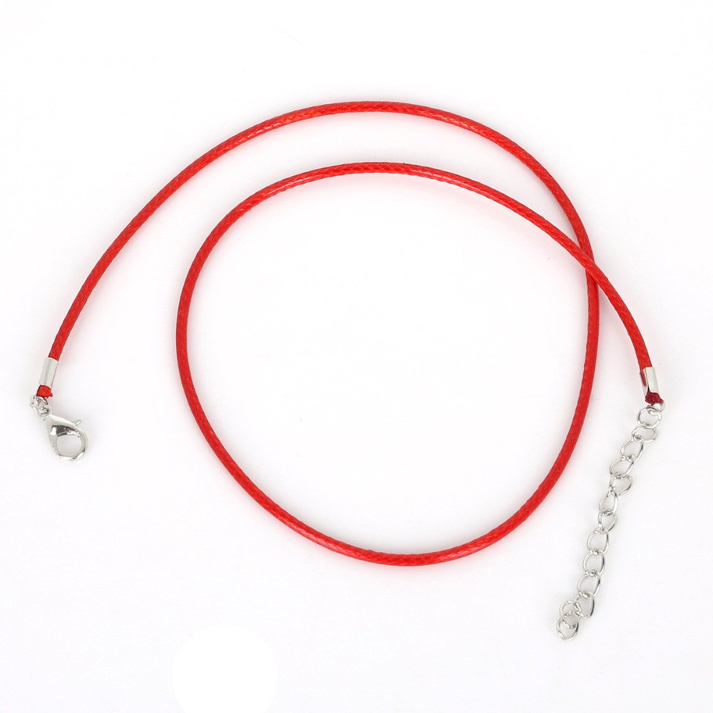 30 Pcs/lot 2mm Faux Handmade Leather String Cord Braided Rope Necklaces & Pendant Chain Charms with Lobster Clasp DIY Findings (Red)
