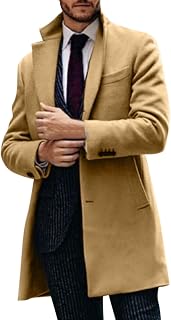 Duohropke Trench Coat Men's Long Beige Windbreaker Lapel Long Jacket Coat Warm Cardigan Business Transition Jacket Spring Casual Winter Coat Windproof Caban Jacket Wind Jacket Hooded Jacket