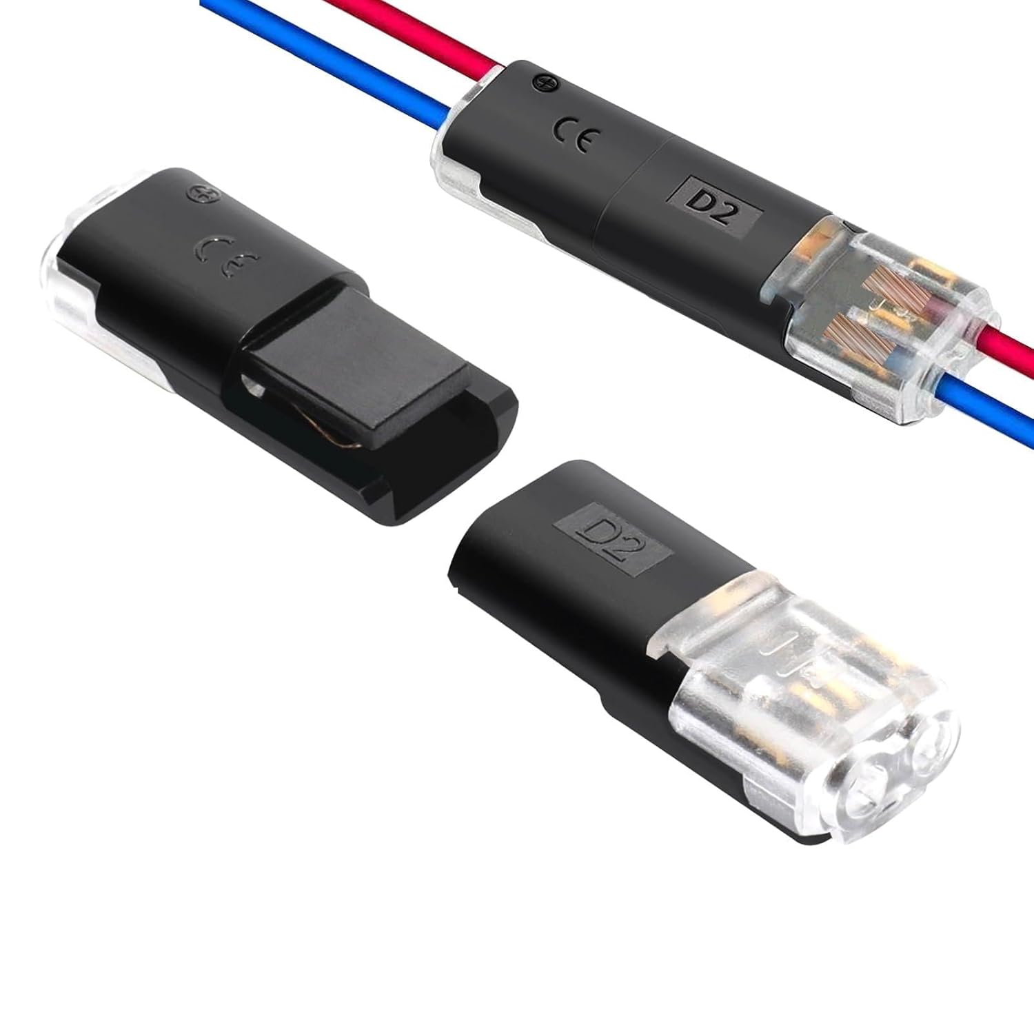 60 Pcs Led Wire Connectors with Locking Buckle, Flame-Retardant Locking, No Wire Stripping, Secure Push in Wire Connector for 22-14 Gauge Wire LED, Automotive, Low-Voltage Decor, Wiring Projects, DIY