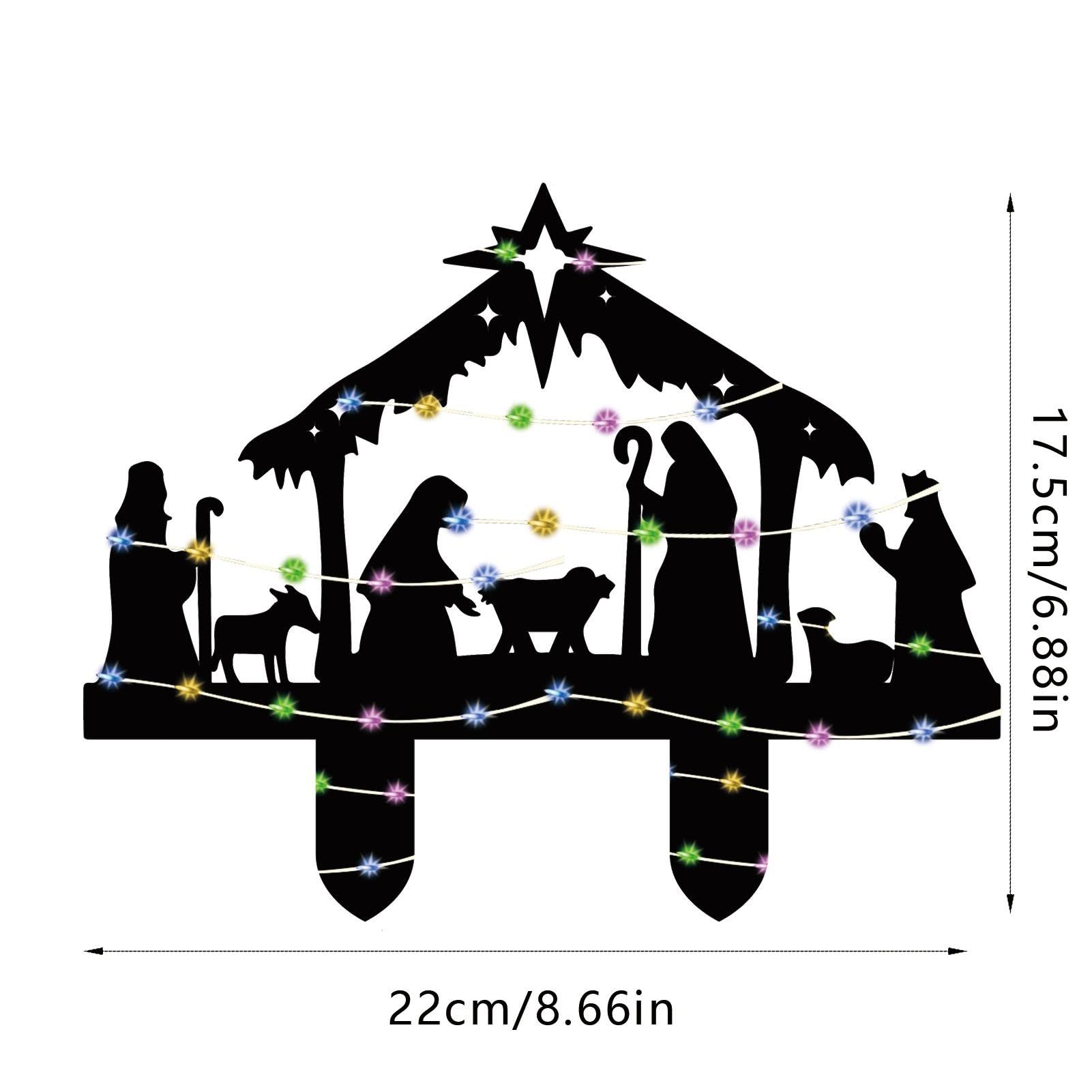 Piquet De Crèche De Noël En Acrylique - 30x23,5 Cm - Décoration Extérieure Jardin, Balcon - 14