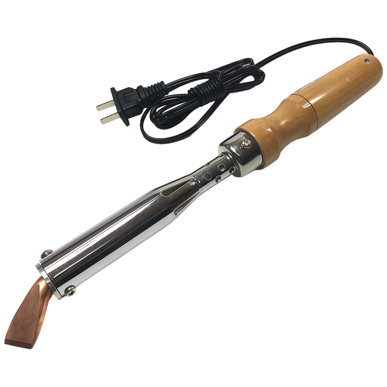 Fer à souder 100 W – Manche en bois, coque en métal, pointe remplaçable