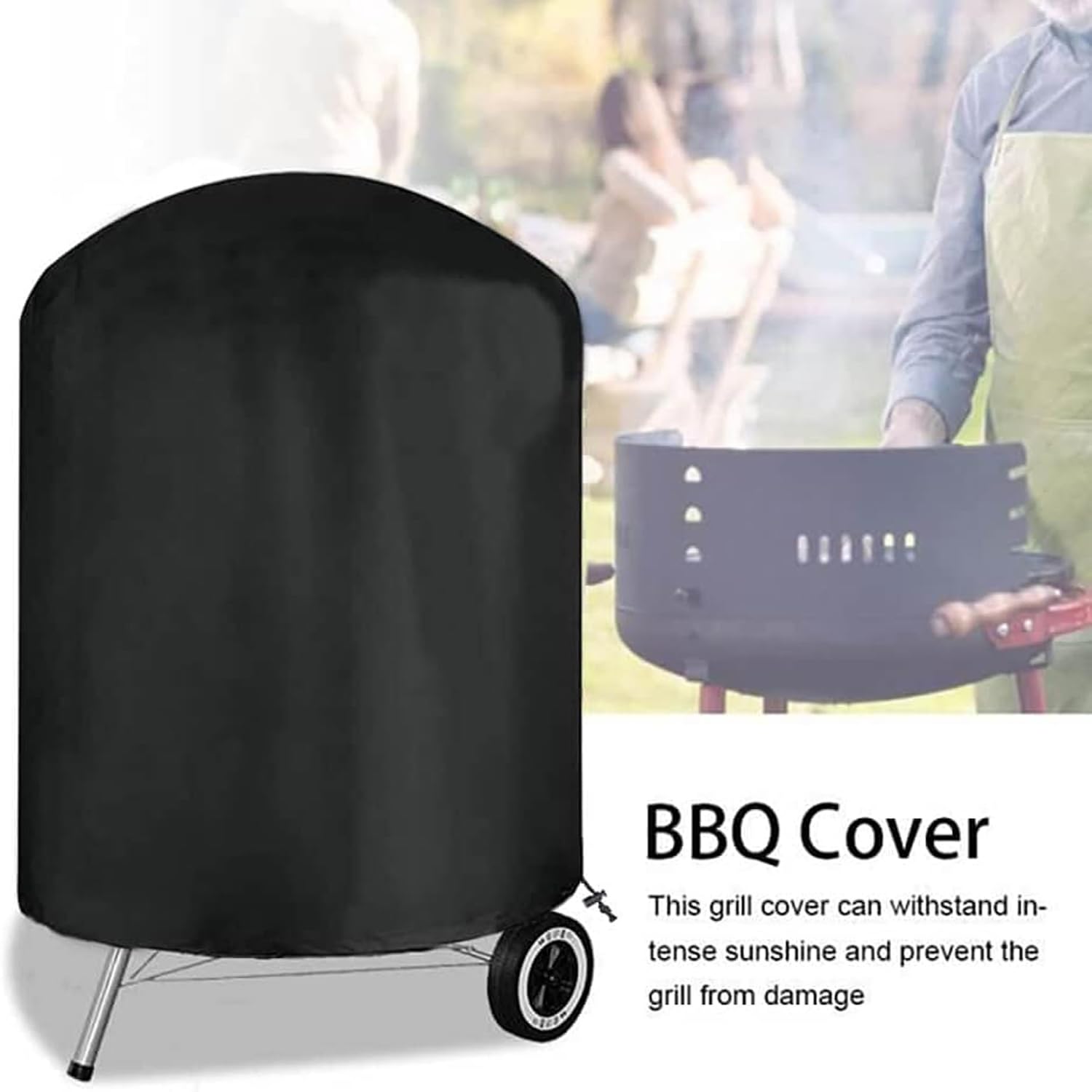 Funda Para Barbacoa Impermeable 210D Oxford | Protege Tu Parrilla Del Viento Y UV | Talla 84x84cm Negro