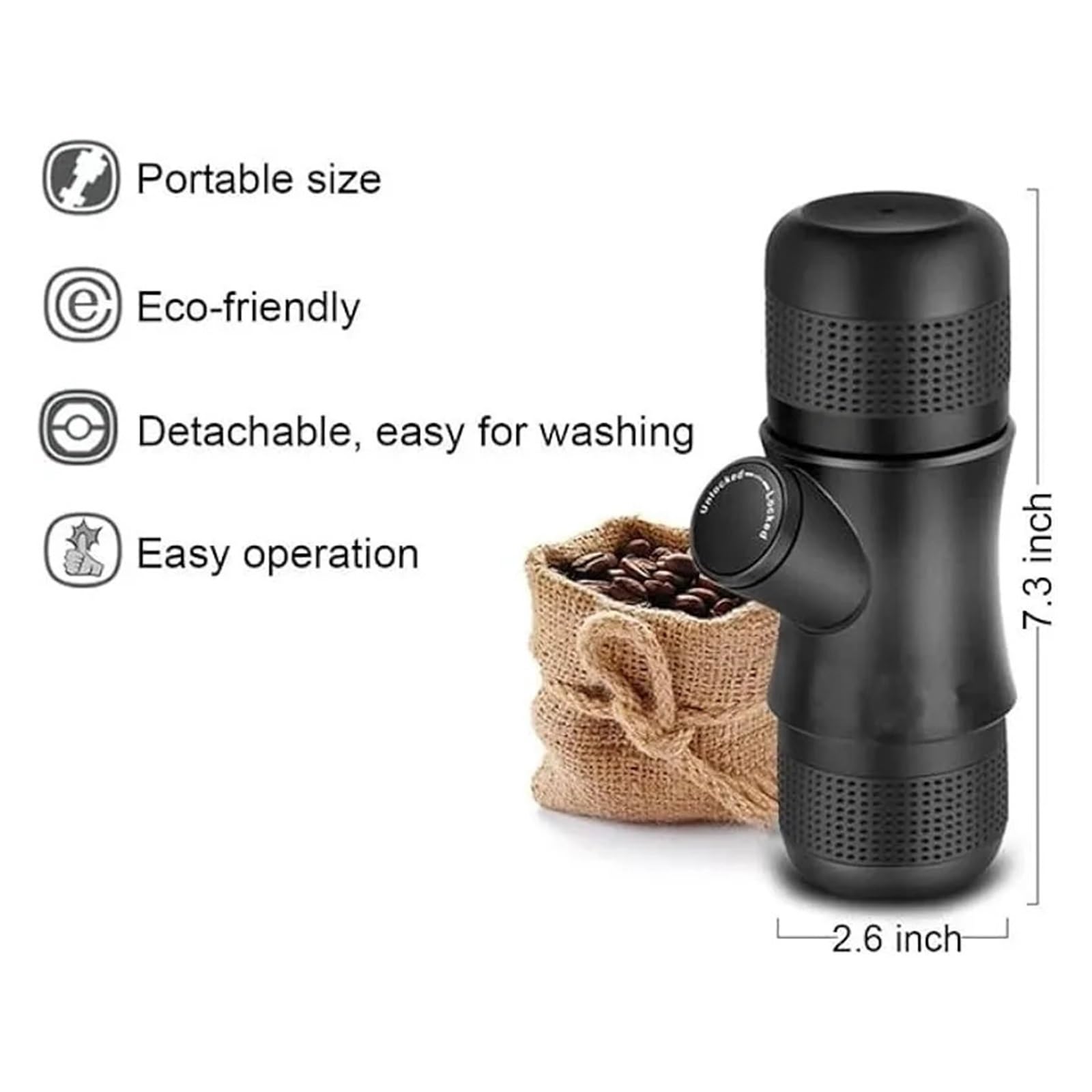 Macchina da Caffè Espresso Portatile, Mini macchina for caffè portatile a pressione manuale Macchina for caffè espresso a pressione portatile Ufficio/casa Ufficio Viaggio Viaggio all'aperto per viaggi