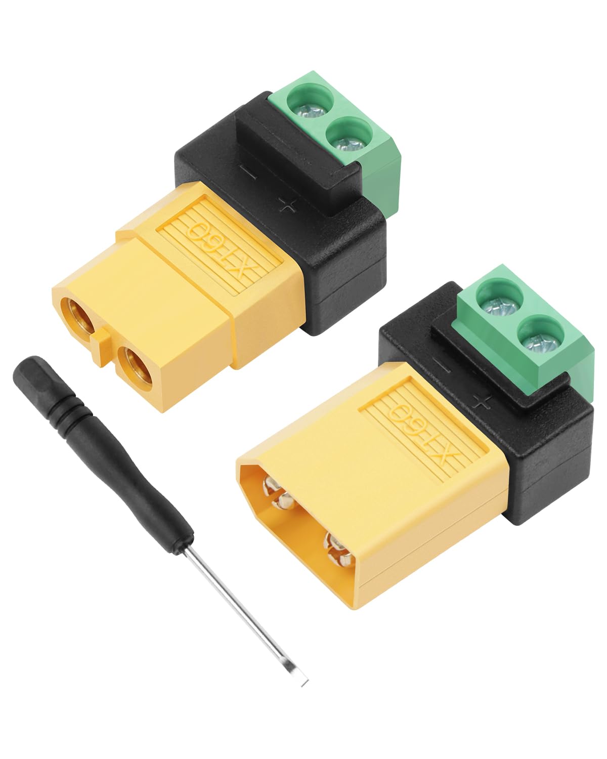 YANBORONSN XT60 Connectors Screw Terminal Adapter,XT60 to 2PIN Solderless Terminal Adapter for Solar Panels,Drone, Model Aircraft, Balance Charger(1 Pair)