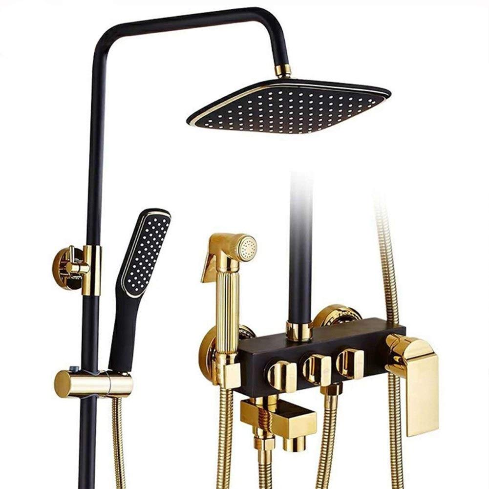 Ensemble de douche thermostatique anti-brûlure noir carré