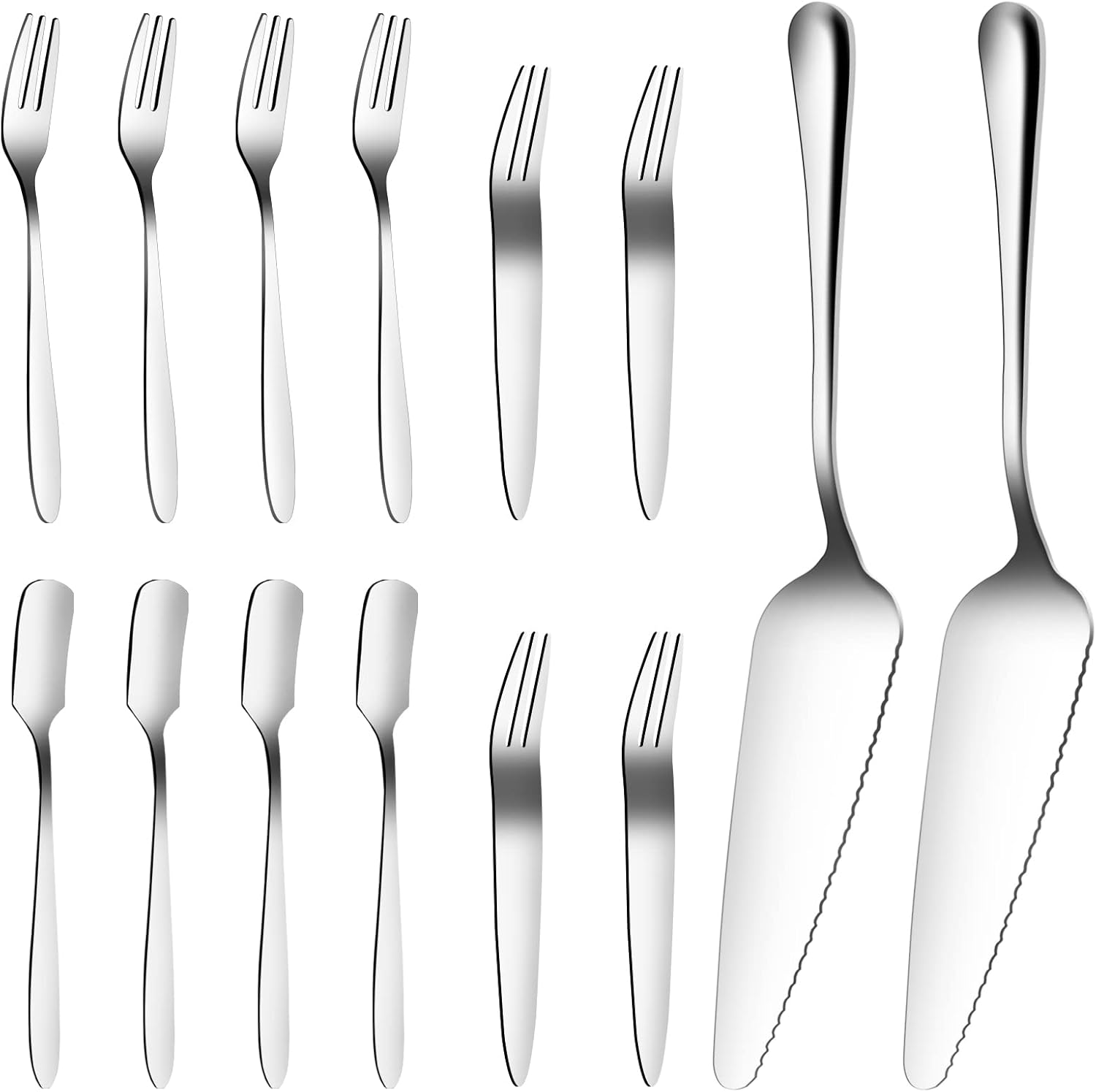 Cake Slice Stainless Steel,RUNEAY 14 Piece Silver Cake Knife Dessert