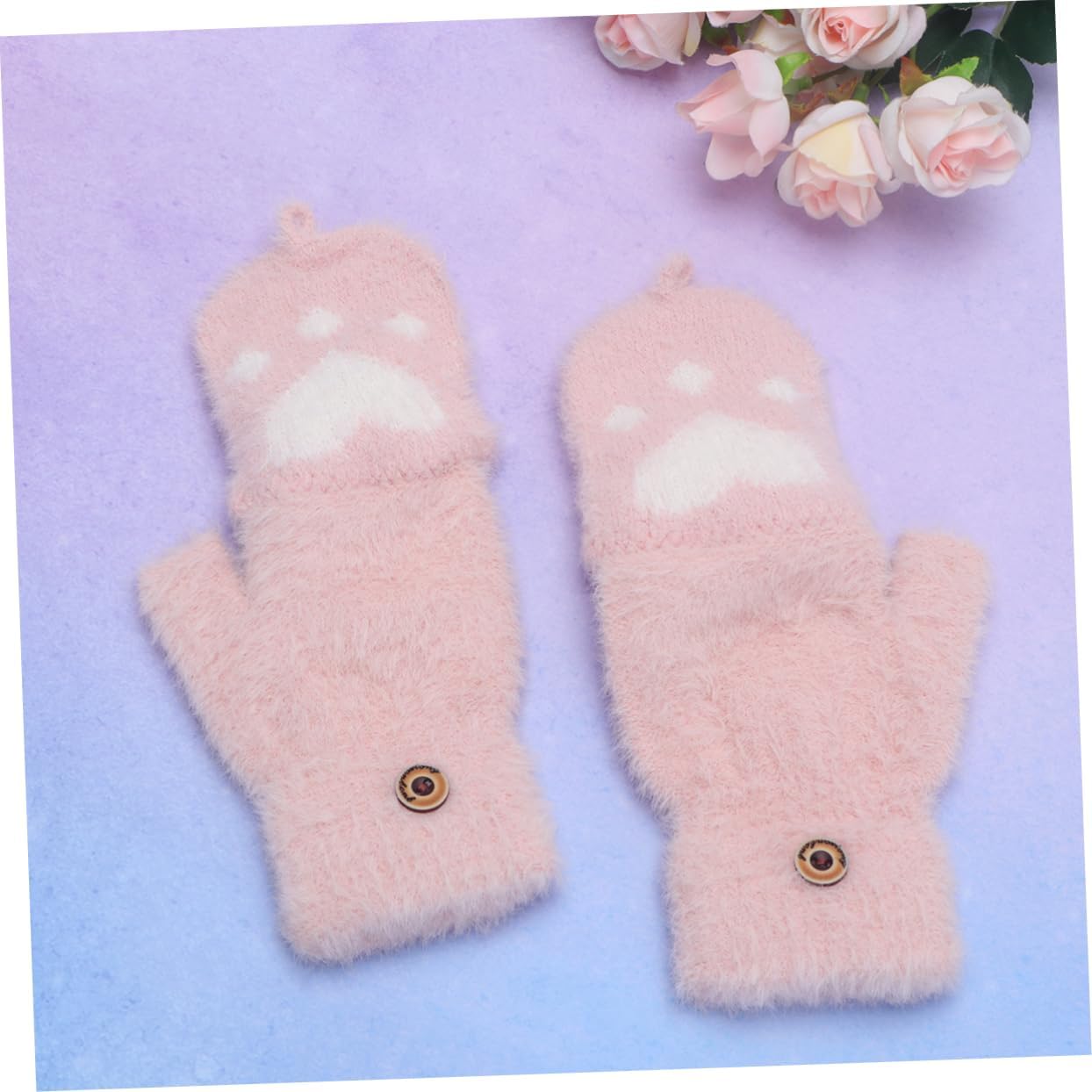 LIFKOME 1 Pair Winter Warm Gloves Wool Gloves Soft Windproof Gloves Warm Gloves for Mens Winter Gloves Faux Fur