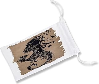 MERCHANDMANIA Pack con 3 Fundas Bolsa Multiusos Dragon Tatuaje Tattoo Fantasia Bestia Gafas Dados rol Personalizada Color.
