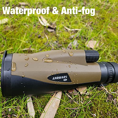 Andmars Variable Magnification Hd Monocular. Waterproof Telescope With Leather Case, Metal Body, Phone Holder And Tripod. Fmc Coated & Bak4 Prism. For Birding Hiking Hunting.10-30X60 Brown #TOP4