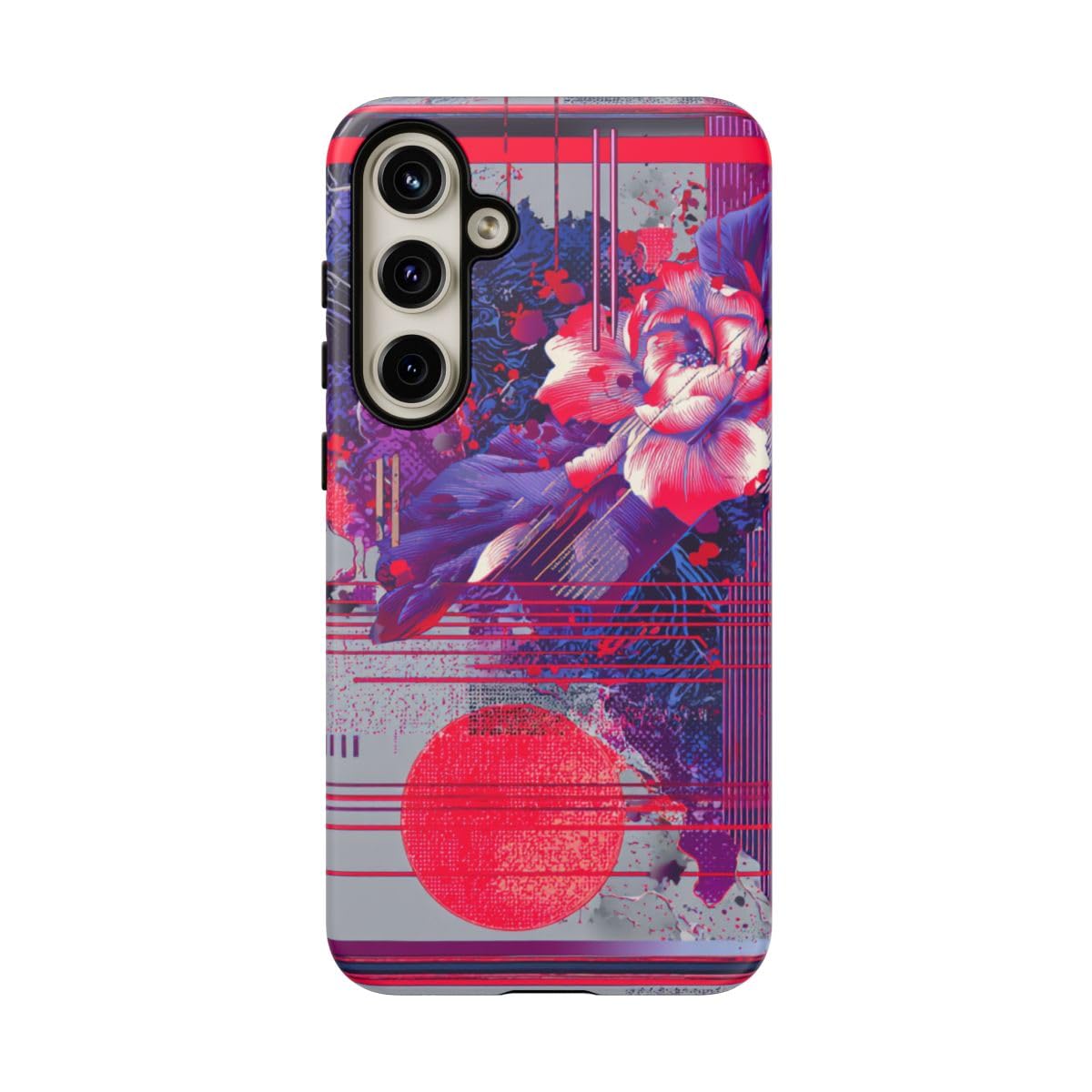 Coque rigide Samsung S24 Plus violette anti rayures design floral mat