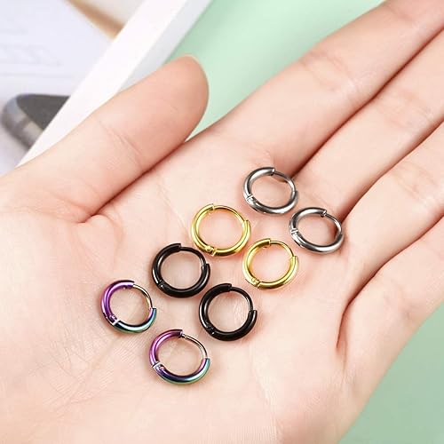 Miniatura 3 de Aretes de aro de acero inoxidable quirúrgico de 0.315in0.394in0.472in para mujeres y hombres, Acero inoxidable