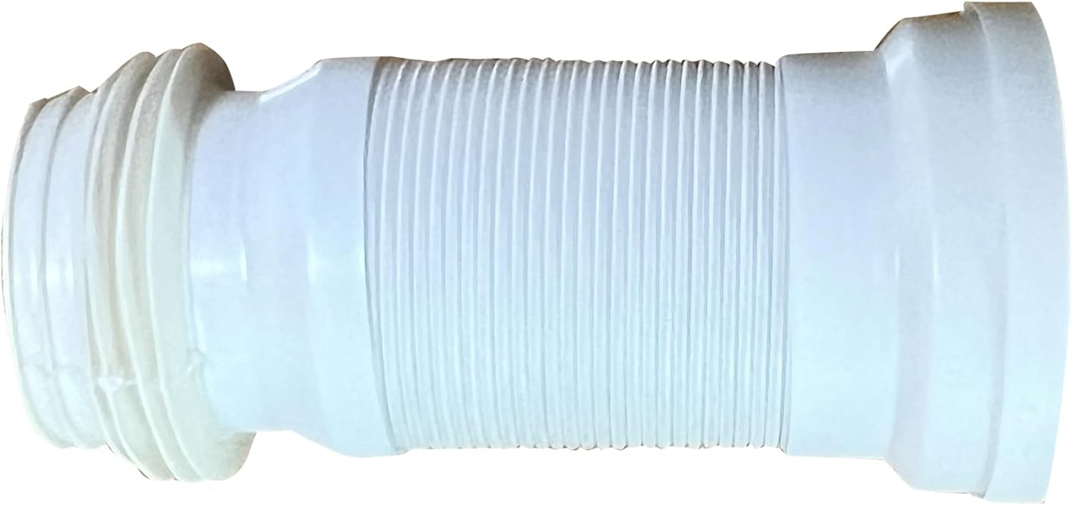 WinZo Toilet Flexible Extension Pipe Connector Parts For Rear Outlet Toilets, P to S Trap Adjustable Kits, White