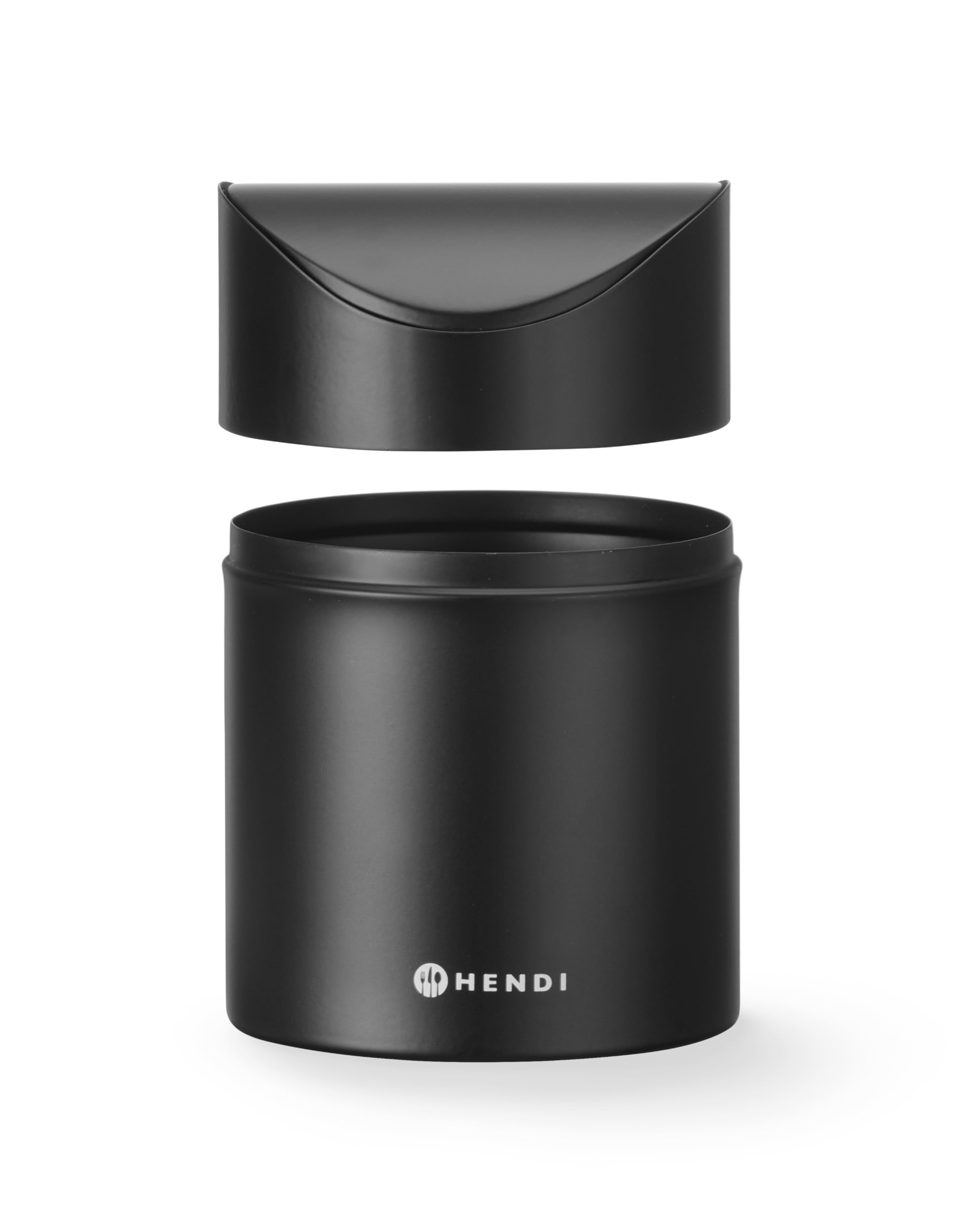 HENDI Cestino Da Tavolo Con Coperchio A Bilico – 1,2 Litri, In Metallo Verniciato A Polvere, Diametro 12 Cm X Altezza 16,5 Cm, Colore Nero